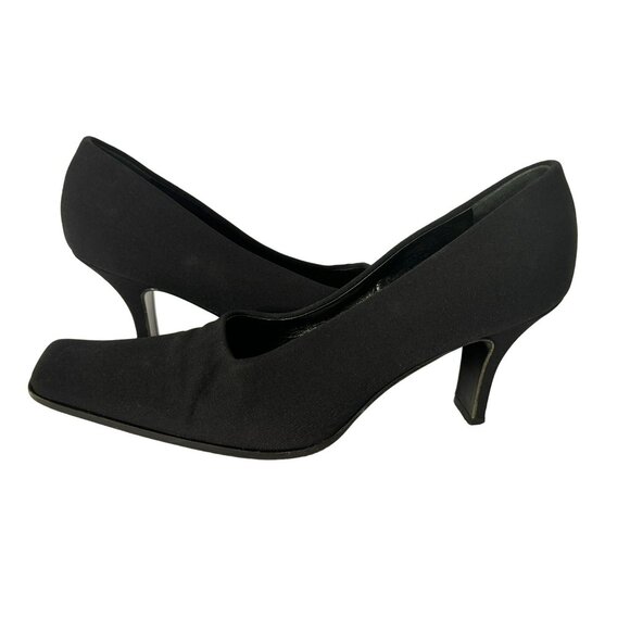 Prada Womens Vero Cucio 37.5  Black Fabric Square Toe Mid Heels Made in Italy - Picture 9 of 9